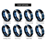 font options for inside engraving on blue & silver chesapeake rose rings
