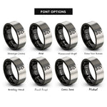 font options for inside engraving on black & gray chess knight rings