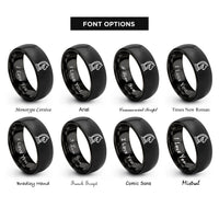 font options for inside engraving on black chess knight strategy rings