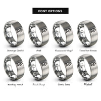 font options for inside engraving on silver chess knight strategy rings