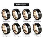 font options for inside engraving on black & rose gold chevron badge rings