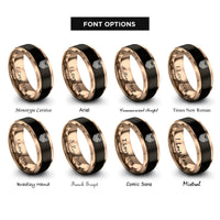 font options for inside engraving on black & rose gold chevron badge rings