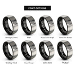 font options for inside engraving on black & grey chevron caution stripes rings