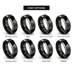 font options for inside engraving on black & gray chevron caution stripes rings
