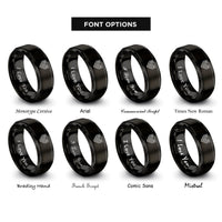 font options for inside engraving on black chevron caution stripes rings