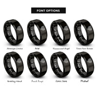 font options for inside engraving on black chevron caution stripes rings
