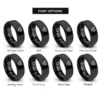 font options for inside engraving on black chevron caution stripes rings