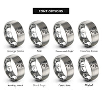 font options for inside engraving on gray chevron caution stripes rings