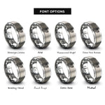 font options for inside engraving on grey chevron caution stripes rings