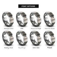 font options for inside engraving on grey chevron caution stripes rings
