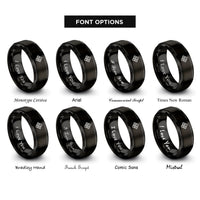 font options for inside engraving on black chevron diamonds rings