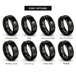 font options for inside engraving on black chevron diamonds rings