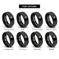 font options for inside engraving on black chevron diamonds rings