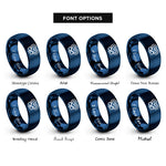 font options for inside engraving on blue chevron heart infinity rings
