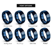 font options for inside engraving on blue chevron heart infinity rings