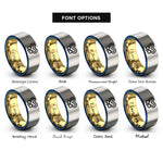 font options for inside engraving on gold & blue & grey chevron heart infinity rings