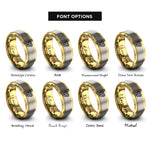 font options for inside engraving on gold & gray chevron heart infinity rings
