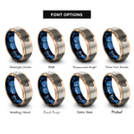 font options for inside engraving on rose gold & blue & silver chevron heart infinity rings