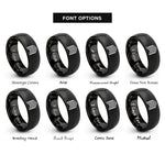 font options for inside engraving on black chevron pattern rings