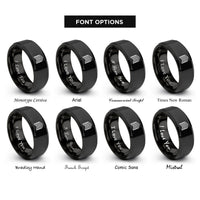 font options for inside engraving on black chevron pattern rings