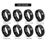 font options for inside engraving on black chevron pattern rings