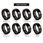 font options for inside engraving on black chevron pattern rings