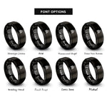 font options for inside engraving on black chevron pattern rings