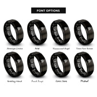 font options for inside engraving on black chevron pattern rings