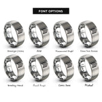 font options for inside engraving on grey chevron pattern rings