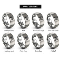 font options for inside engraving on grey chevron pattern rings