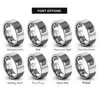 font options for inside engraving on silver chevron pattern rings