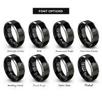 font options for inside engraving on black & gray chevron peaks rings