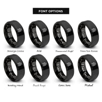 font options for inside engraving on black chevron peaks rings