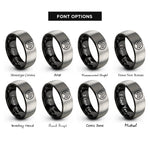 font options for inside engraving on black & grey chevron set circle rings