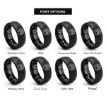 font options for inside engraving on black chevron set circle rings