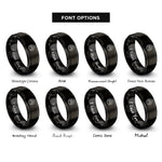 font options for inside engraving on black chevron set circle rings