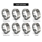 font options for inside engraving on gray chevron set circle rings