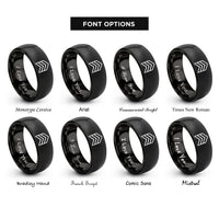font options for inside engraving on black chevron stack rings