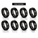 font options for inside engraving on black chevron stack rings