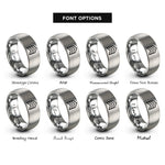font options for inside engraving on gray chevron stack rings