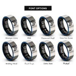 font options for inside engraving on black & blue & silver chevron stripe rings