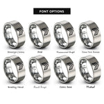 font options for inside engraving on silver chevron stripe rings