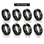 font options for inside engraving on black & grey chevron stripes rings
