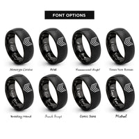 font options for inside engraving on black chevron stripes rings