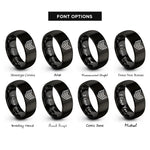 font options for inside engraving on black chevron stripes rings