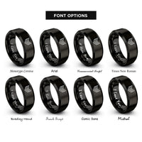 font options for inside engraving on black chevron stripes rings