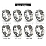 font options for inside engraving on gray chevron stripes rings