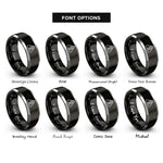font options for inside engraving on black & silver chevron warning stripes rings