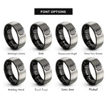 font options for inside engraving on black & silver chevron warning stripes rings