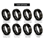 font options for inside engraving on black chevron warning stripes rings